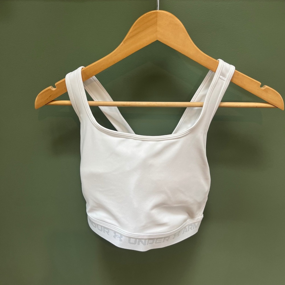 Under Armour Womens Crossback Mid Bra White Compression Sports Bra 1361034 2XL